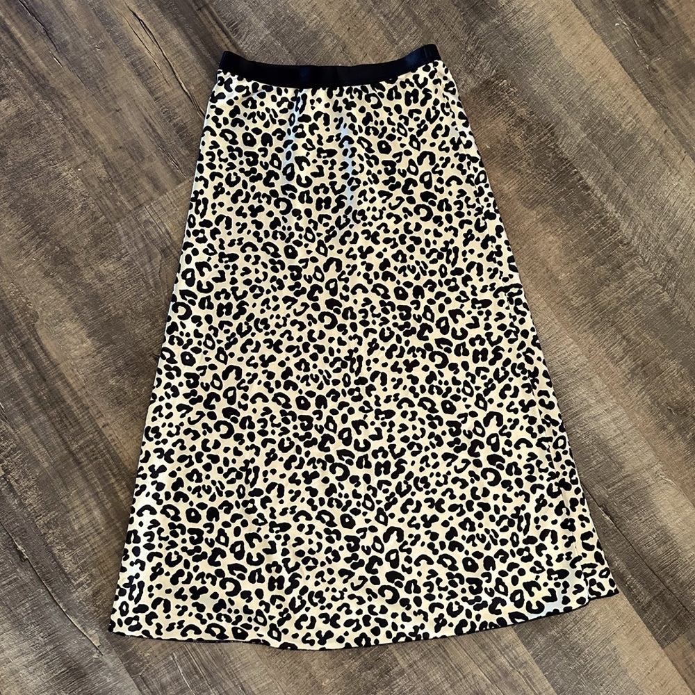 Victoria Secret by Knit Riot Leopard Satin Midi Skirt size M